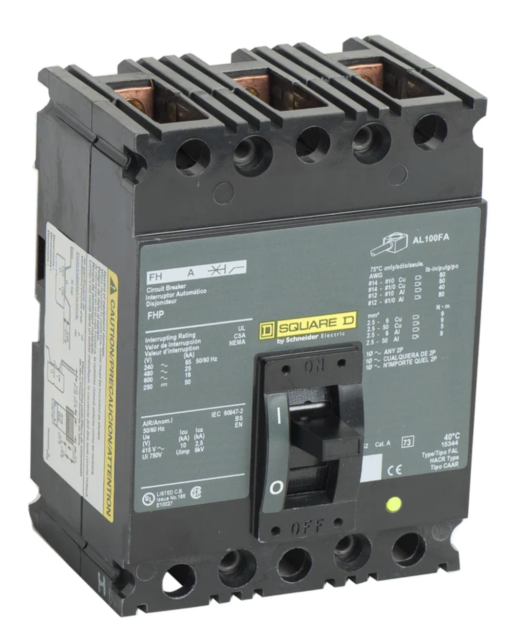 FHP36090 - Square D Bolt-On 600V 90A 3 pole circuit breaker 25kA@480V - Essential Electric Supply