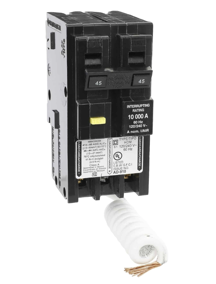 HOM245GFI - Square D Plug-In 240V 45A 2 pole circuit breaker 10kA@240V - Essential Electric Supply