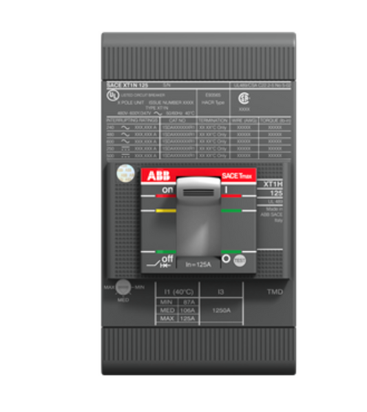 ABB XT1HU3040AFD000XXX Circuit Breaker | 600V 40A 3P 65kA@480V Bolt-On SACE Tmax XT