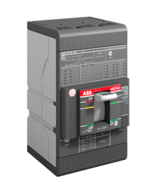 ABB XT1NU3125AFD000XXX Circuit Breaker | 600V 125A 3P 25kA@480V Bolt-On SACE Tmax XT