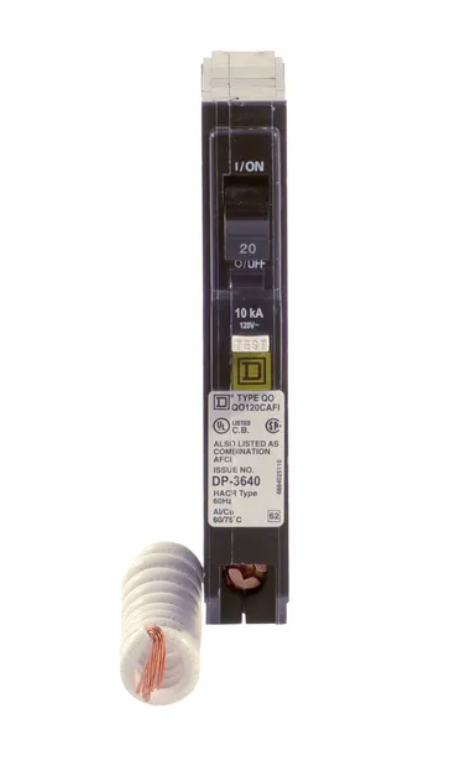 Square D QO120CAFI Circuit Breaker 120V 20A 1P 10kA@120V Plug-In QO Series