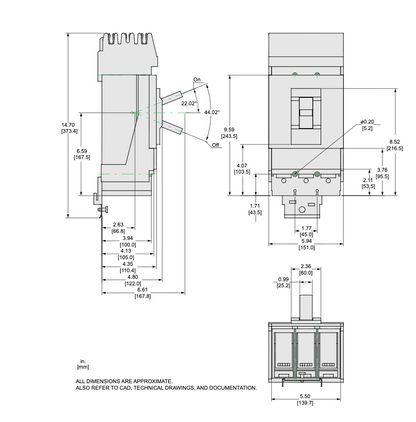 Square D LGA36250U31X Circuit Breaker | 600V 250A 3P 35kA@480V I-Line Style Plug-In Powerpact