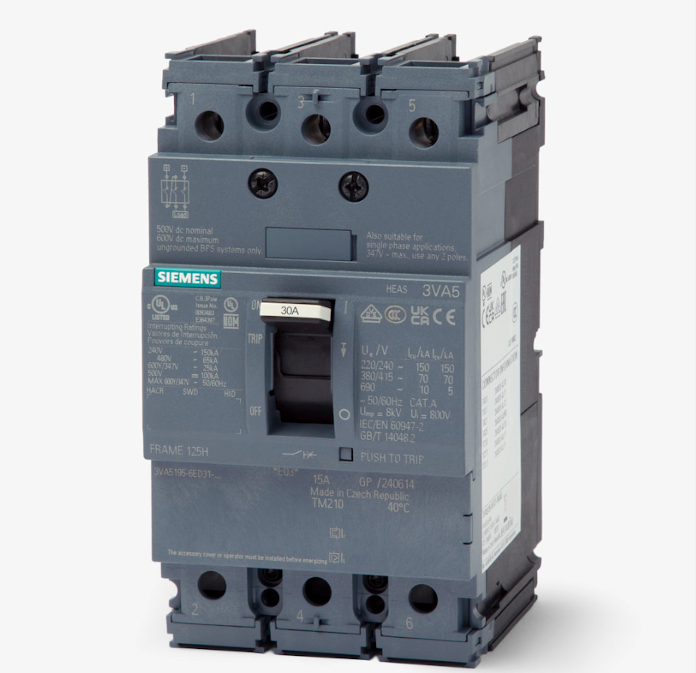 Siemens 3VA5130-5ED31-0AA0 Circuit Breaker | 600V 30A 3P 35kA@480V Feed-Thru 3VA