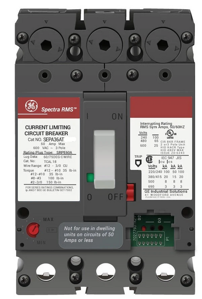 General Electric SEPA36AT0030 Circuit Breaker | 600V 30A 3P 100kA@480V Bolt-On Spectra Series