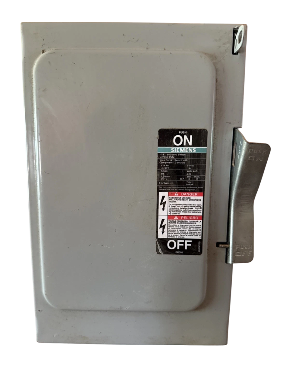 Siemens JN322 Disconnect | 240V 60A 1-Phase 2-Pole Fusible Vacu-Break