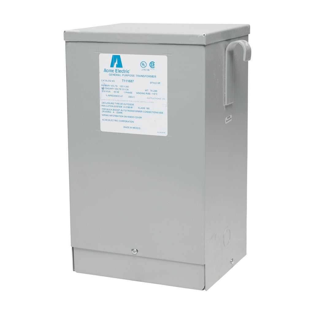 Acme Electric T111687 Transformer | 1 Phase 240 X 480V 5KVA 24/48V Buck Boost