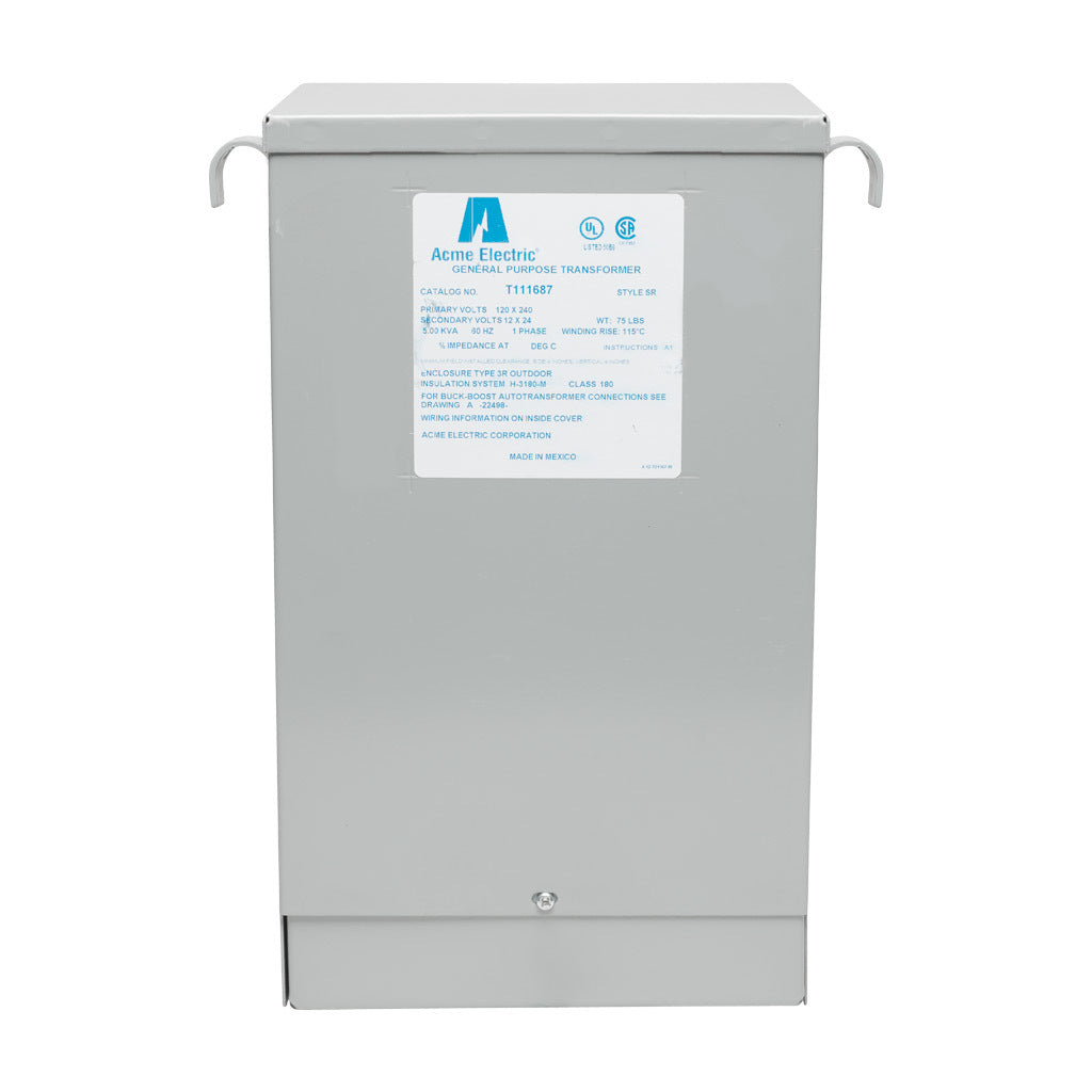 Acme Electric T111687 Transformer | 1 Phase 240 X 480V 5KVA 24/48V Buck Boost