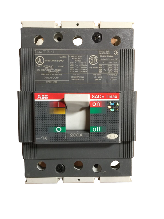 T3NQ200TW - ABB Bolt-On 600V 200A 3 pole circuit breaker 25kA@480V - Essential Electric Supply