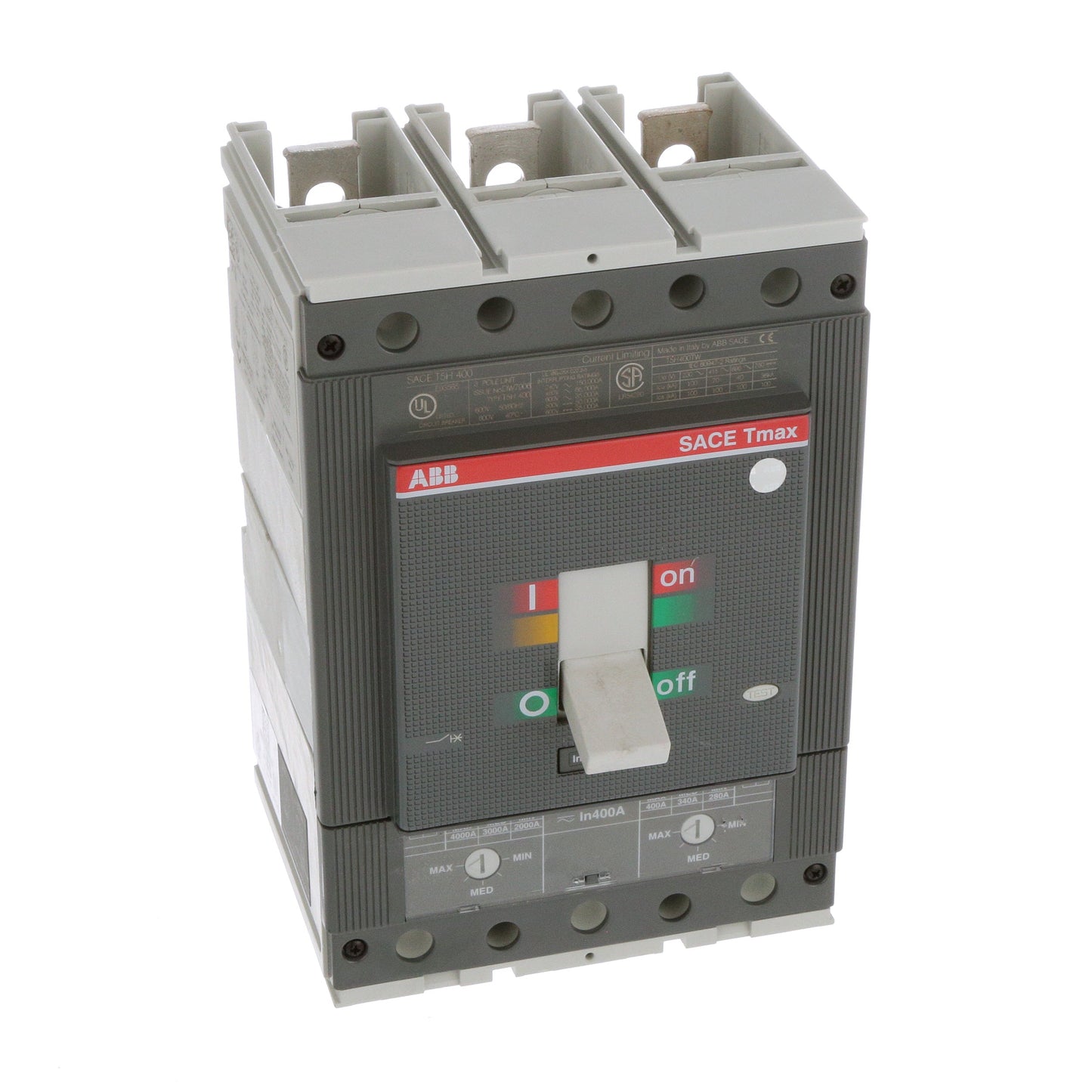 ABB T5H400TW Circuit Breaker | 600V 400A 3P 65kA@480V Bolt-On SACE Tmax