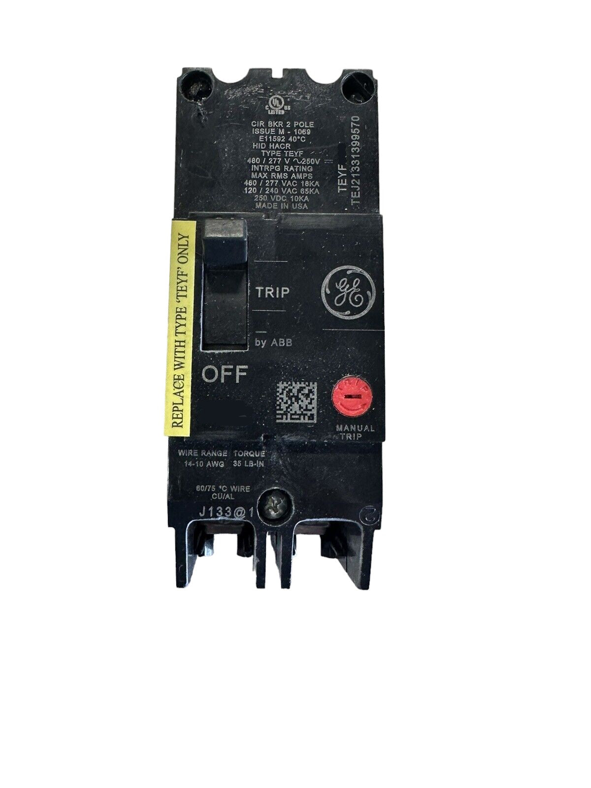 TEYF250 - General Electric Bolt-on Panelboard 480V 50A 2 pole circuit breaker 18kA@480V - Essential Electric Supply
