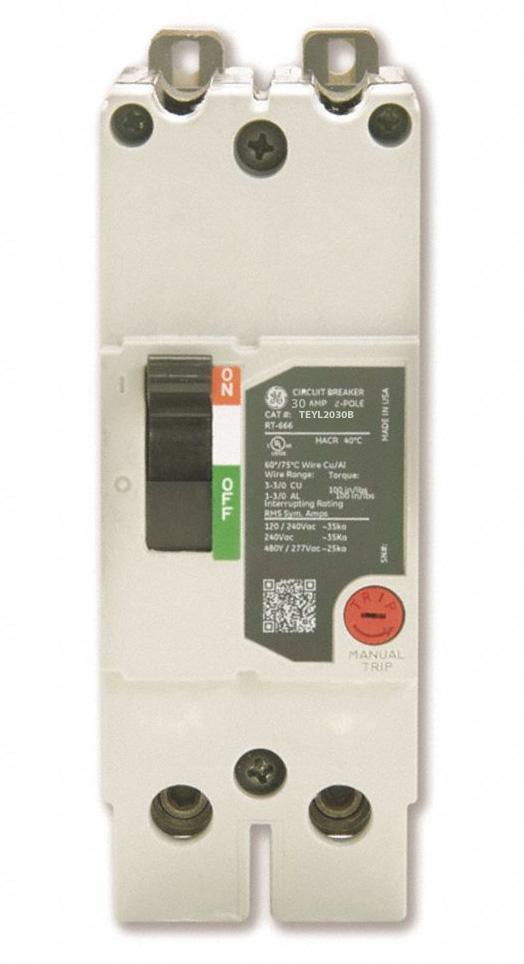General Electric TEYL2030B Circuit Breaker | 480V 30A 2P 65kA@480V Bolt-On TEYL Series