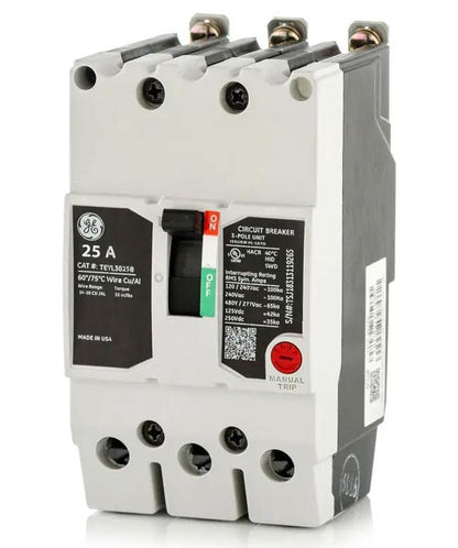 General Electric TEYL3025B Circuit Breaker | 480V 25A 3P 65kA@480V Bolt-On TEYL Series