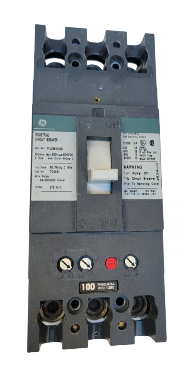 General Electric TFJ224080WL Circuit Breaker | 480V 80A 2P 22kA@480V Feed-Thru F225 Line