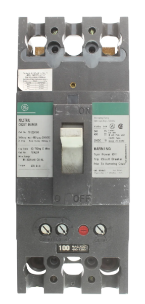 General Electric TFJ224100 Circuit Breaker | 480V 100A 2P 22kA@480V Bolt-On F225 Line