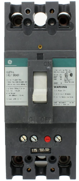 General Electric TFJ224175WL Circuit Breaker | 480V 175A 2P 22kA@480V Feed-Thru F225 Line