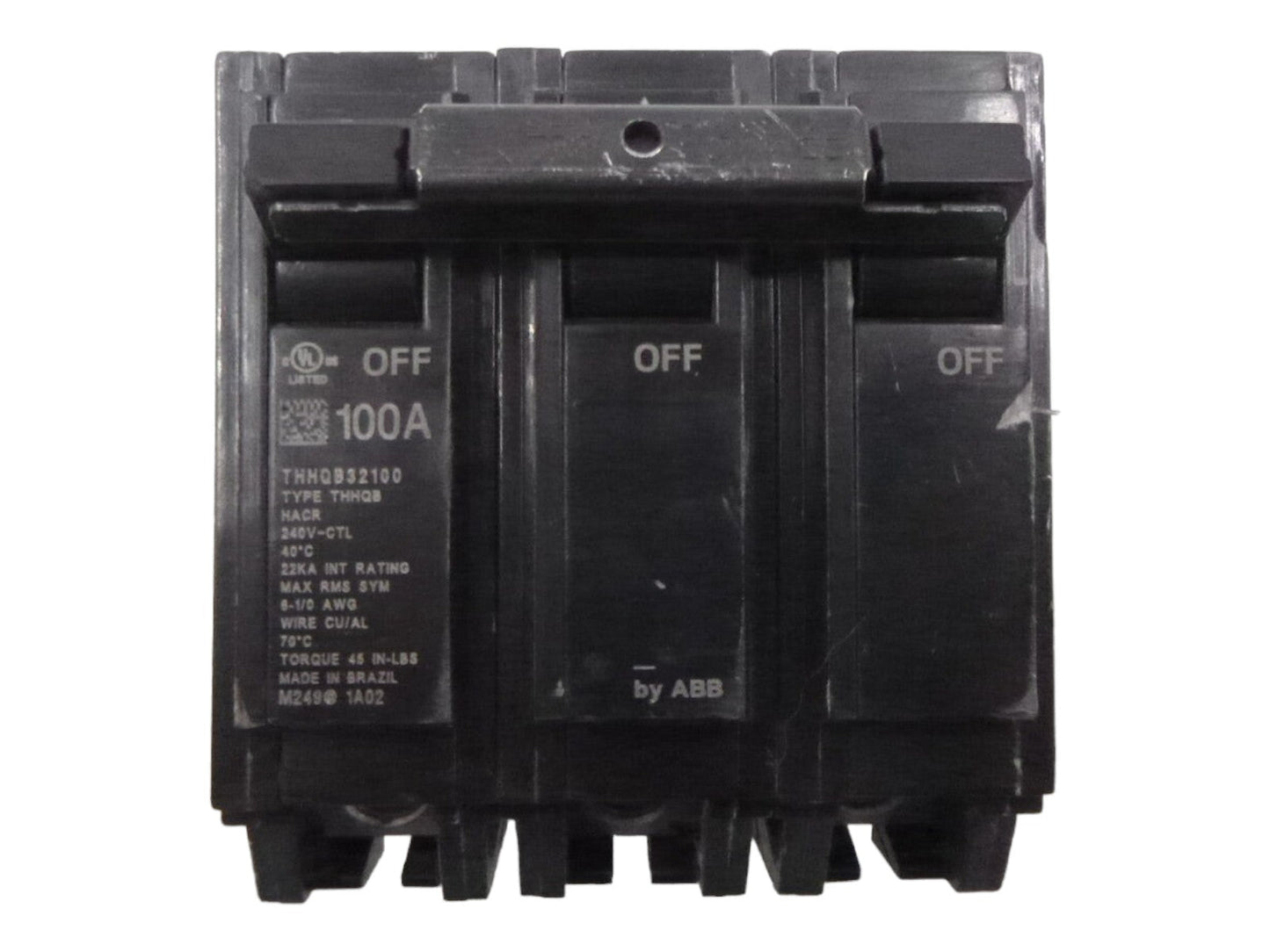 THHQB32100 - General Electric Bolt-On 208V 100A 3 pole circuit breaker 22kA@208V - Essential Electric Supply