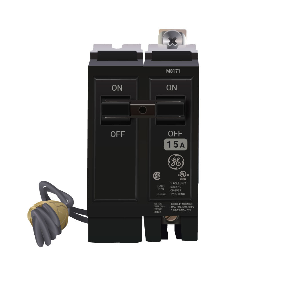 General Electric THQB1115ST1 Circuit Breaker | 120V 15A 1P 10kA@120V Bolt-On Q-Line