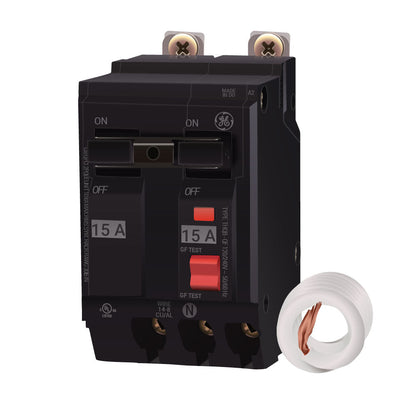 General Electric THQB2115GFT Circuit Breaker | 240V 15A 2P 10kA@240V Bolt-On Q-Line