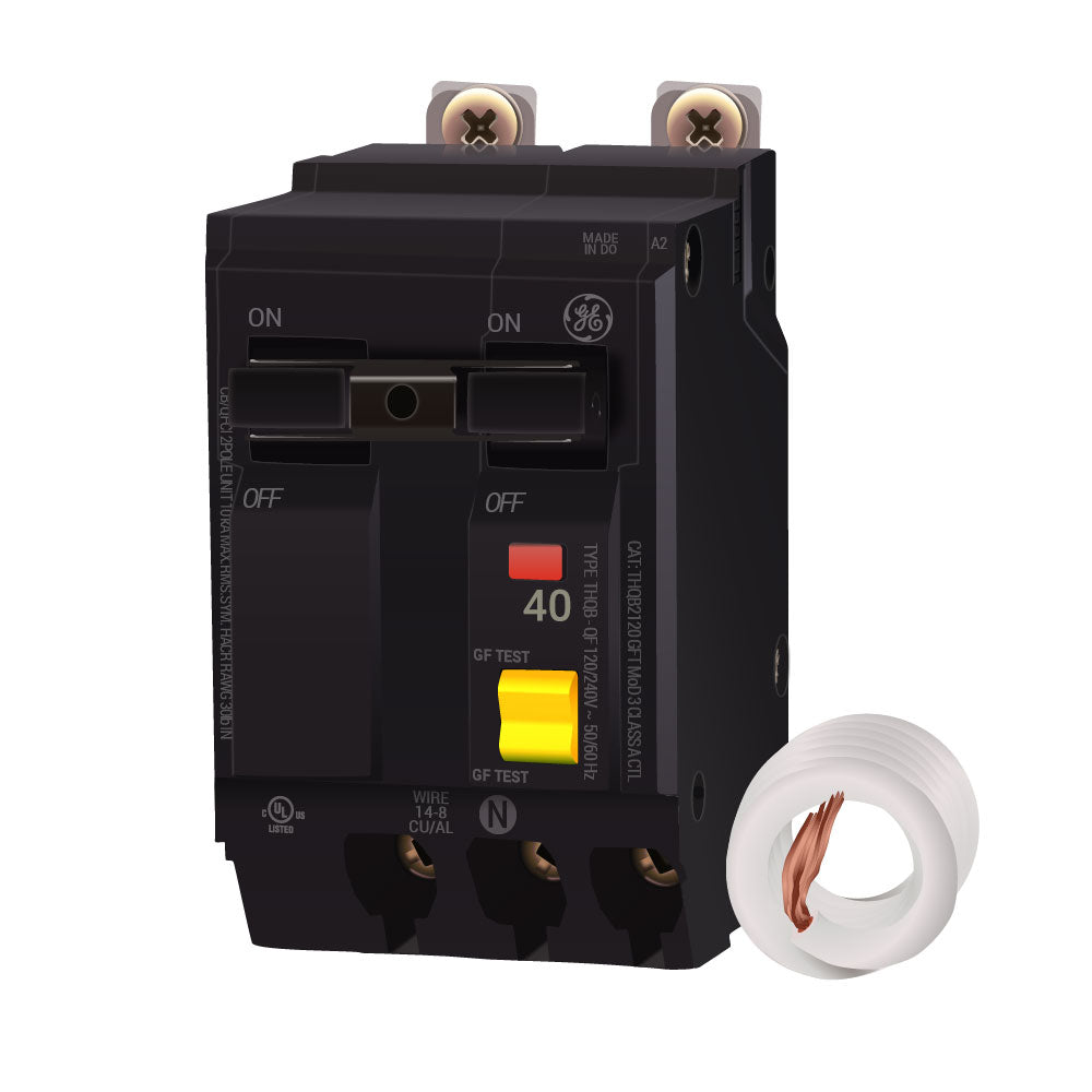 General Electric THQB2140GFEP Circuit Breaker | 240V 40A 2P 10kA@240V Bolt-On Q-Line