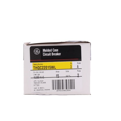 General Electric THQC22015WL Circuit Breaker | 240V 15A 2P 10kA@240V Feed-Thru Q-Line