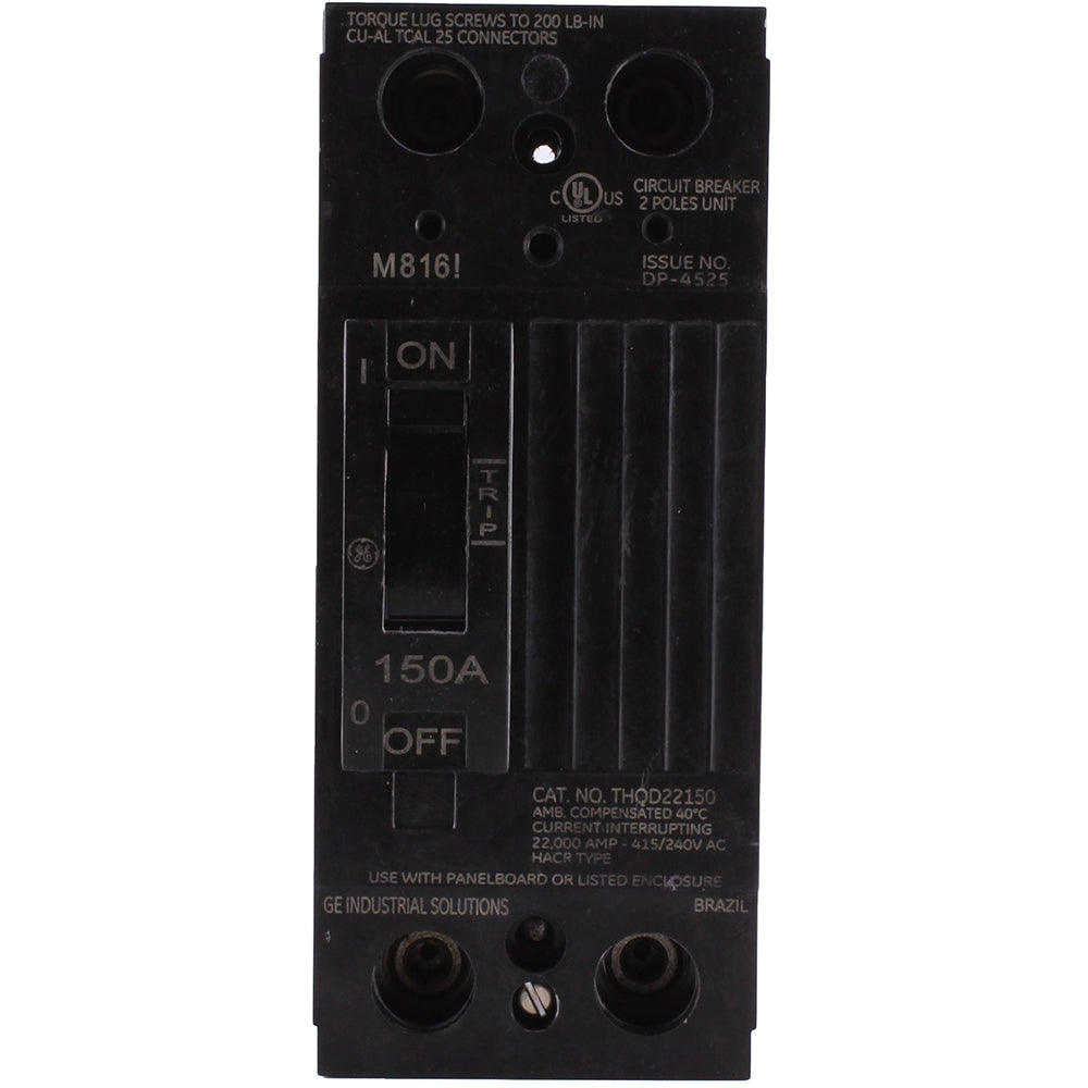 General Electric THQD22150WL Molded Case Circuit Breaker | 240V 150A 2P 22kA@240V Feed-Thru Q-Line