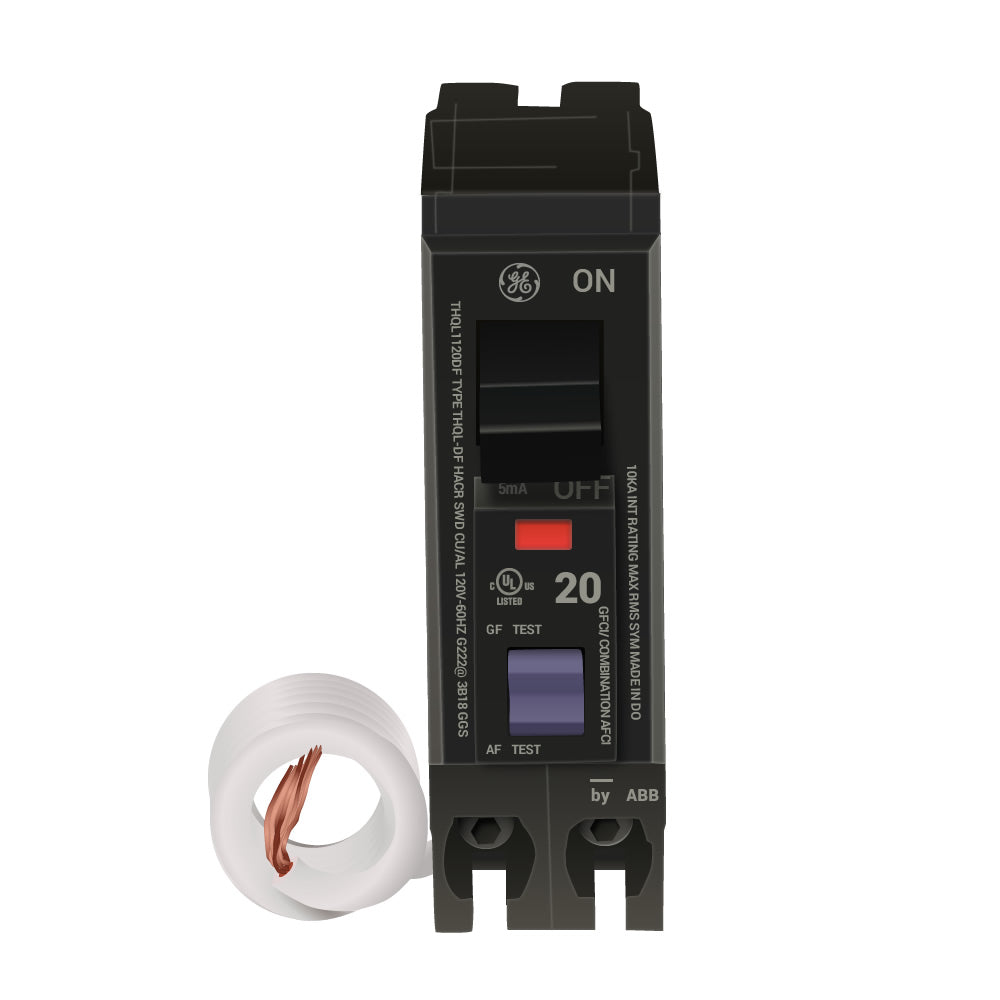 General Electric THQL1120DF Circuit Breaker | 120V 20A 1P 10kA@120V Plug-In Q-Line