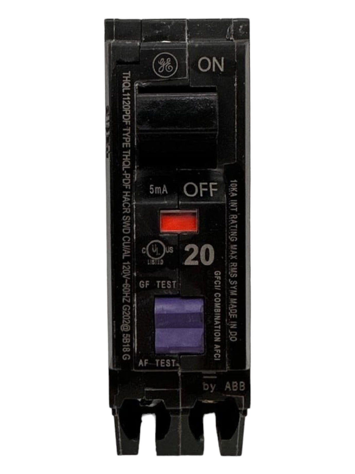 THQL1120DFS - General Electric Plug-In 120V 20A 1 pole circuit breaker 10kA@120V - Essential Electric Supply