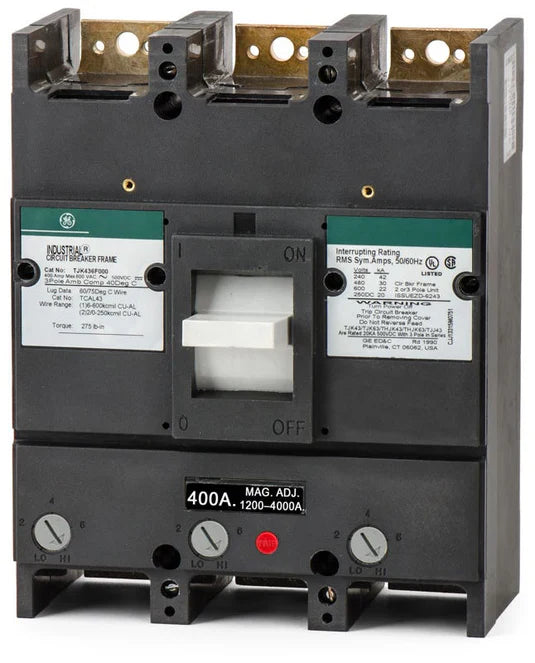 General Electric TJK436400 Molded Case Circuit Breaker | 600V 400A 3P 30kA@480V Bolt-On J600 Line