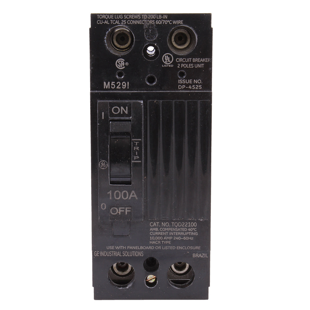 General Electric TQD22100WL Circuit Breaker | 240V 100A 2P 10kA@240V Feed-Thru Q-Line