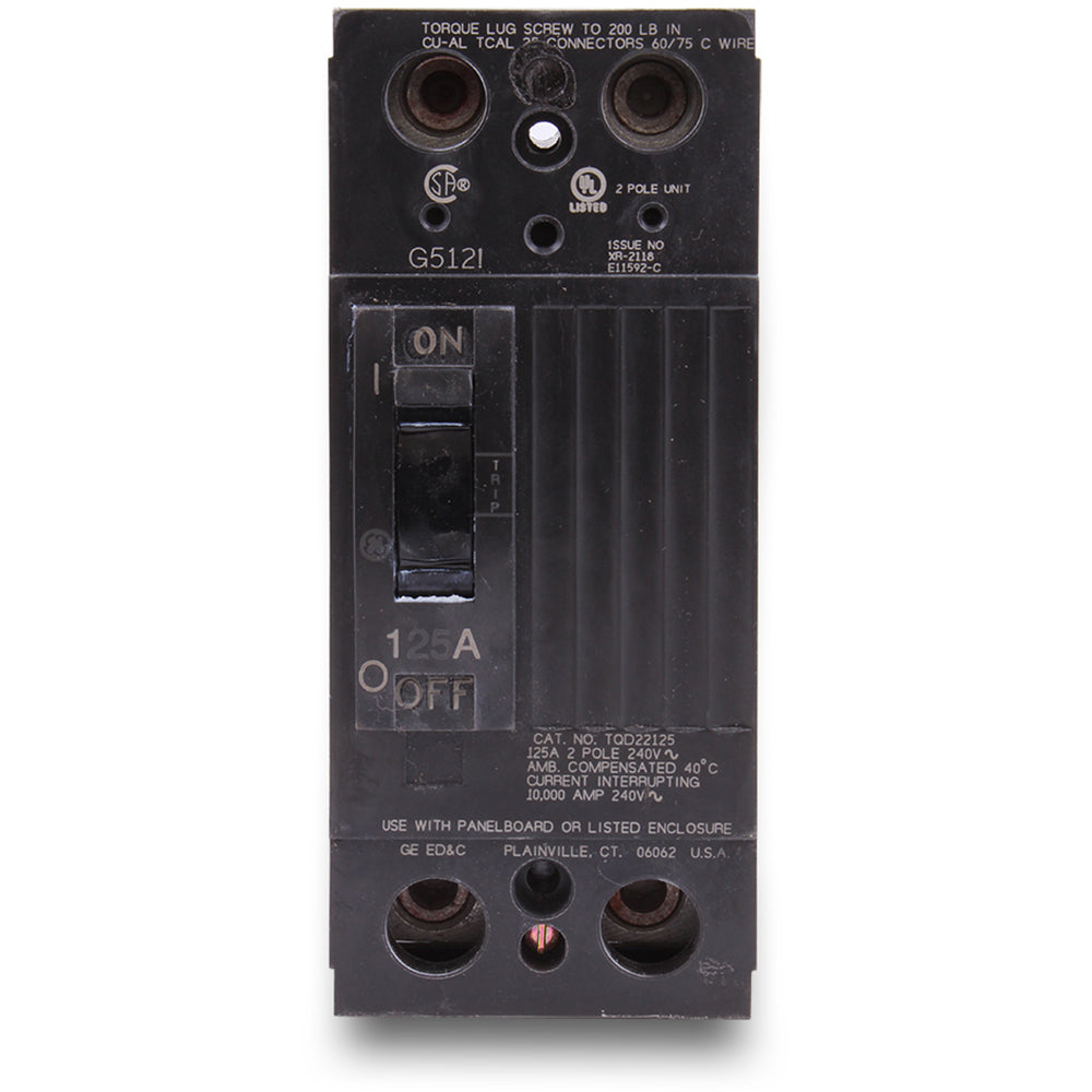 General Electric TQD22125WL Circuit Breaker | 240V 125A 2P 10kA@240V Feed-Thru Q-Line