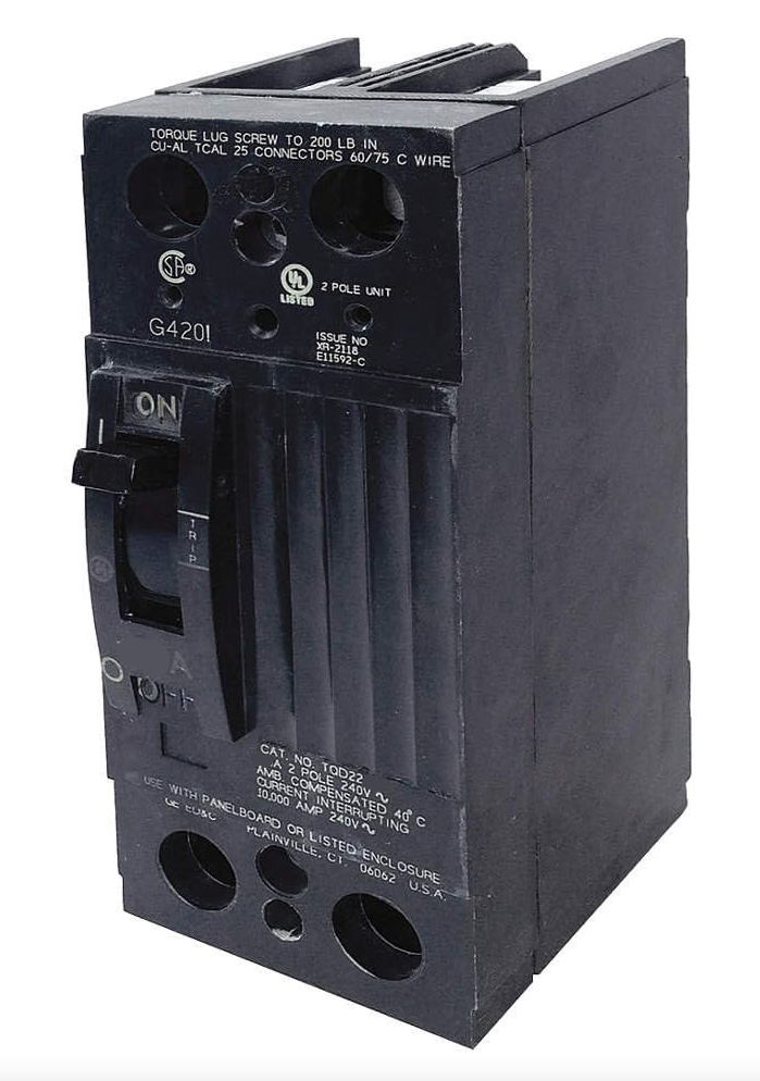 TQD22225 - General Electric Bolt-On 240V 225A 2 pole circuit breaker 10kA@240V - Essential Electric Supply