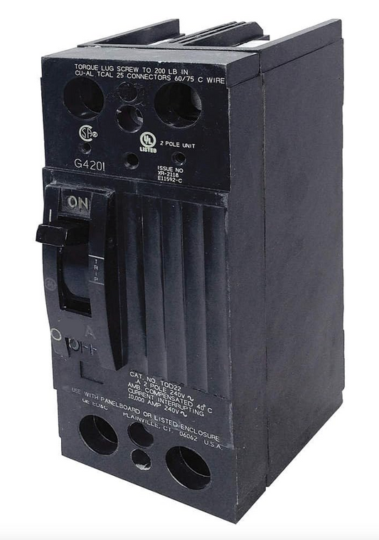 TQD22225 - General Electric Bolt-On 240V 225A 2 pole circuit breaker 10kA@240V - Essential Electric Supply