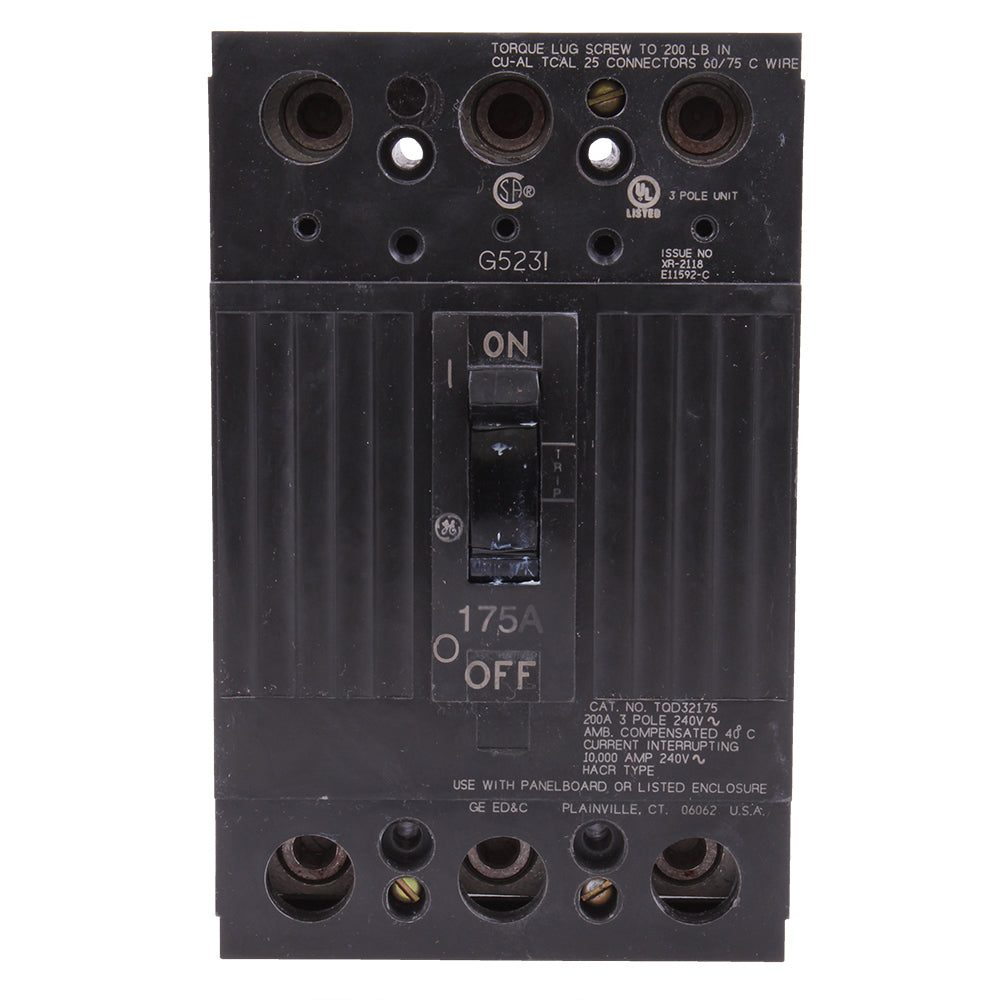 General Electric TQD32175WL Circuit Breaker | 240V 175A 3P 10kA@240V Feed-Thru Q-Line