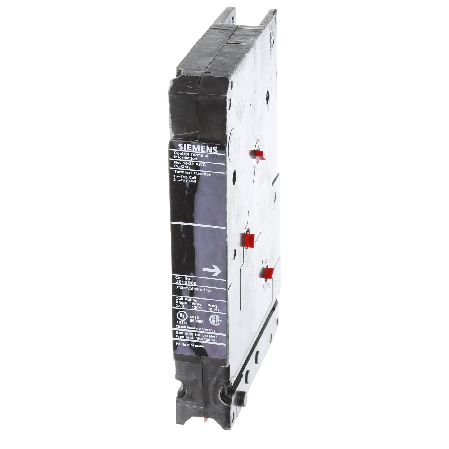 Siemens U01ED60 Circuit Breaker Under Voltage Release | 120V Sentron Series