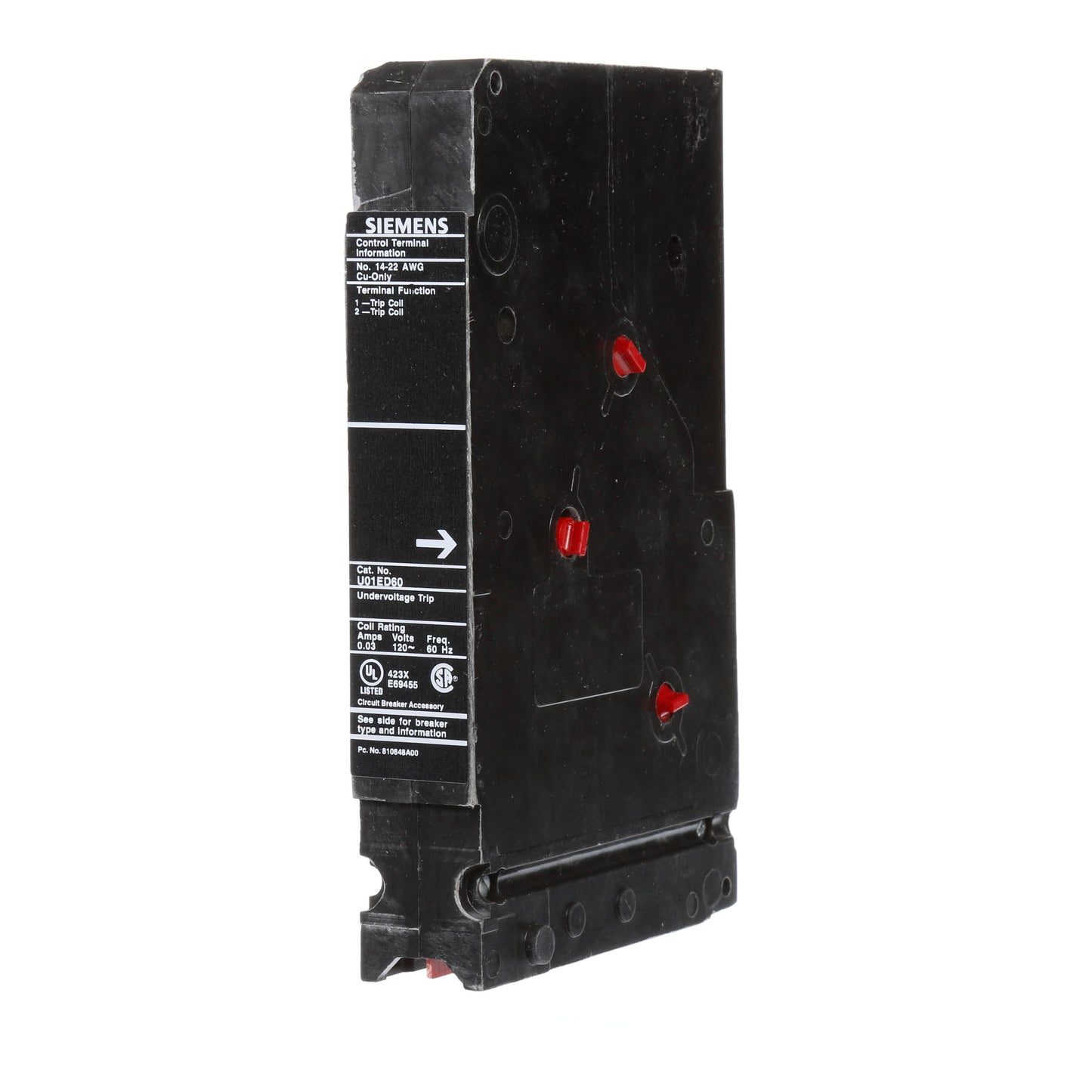 Siemens U01ED60 Circuit Breaker Under Voltage Release | 120V Sentron Series