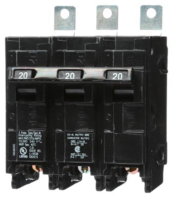 Siemens B320 Molded Case Circuit Breaker | 240V 20A 3P 10kA@240V Bolt-on BL Series