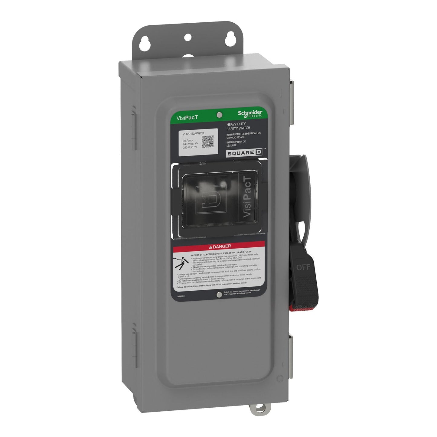 Square D VH221NAWKGL Switch | 240V 30A 2P Fusible Disconnect VH
