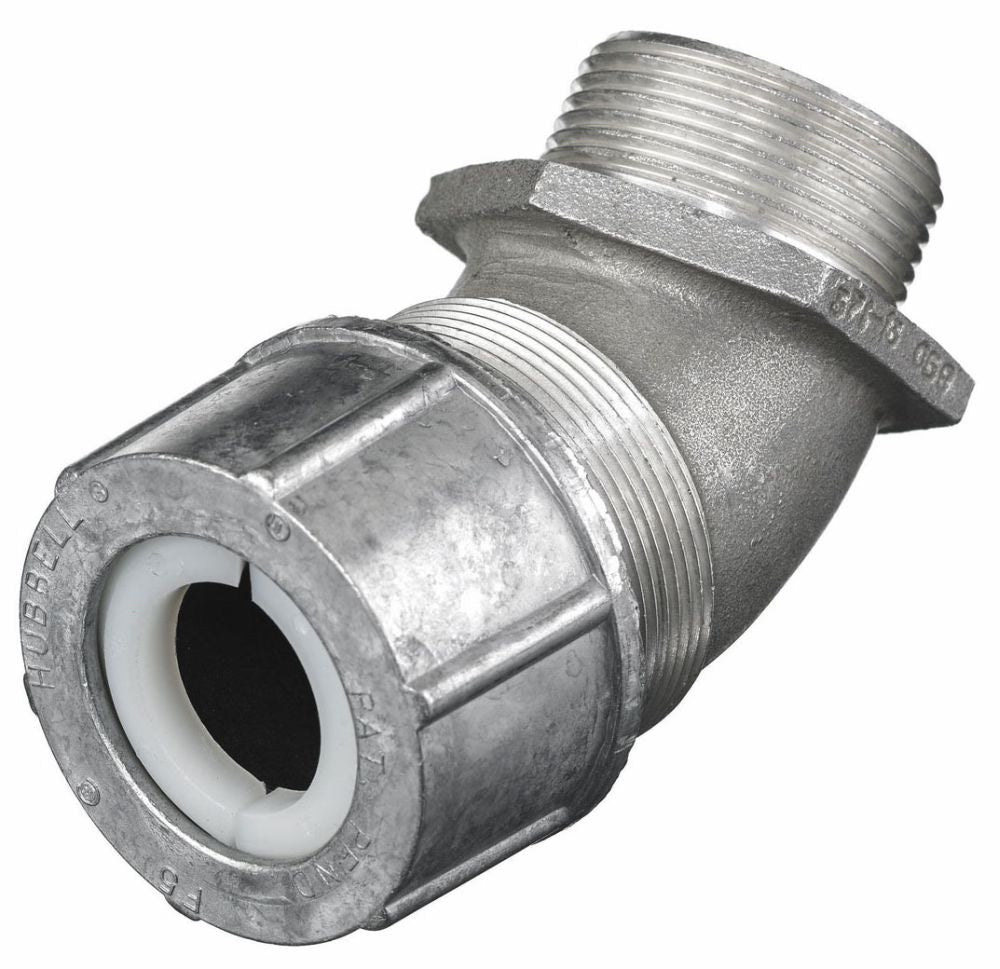 Hubbell VHC1052 Kellems Wire Management Cord Connector | 45-Degree Male Aluminum 1 1/4-Inch NPT