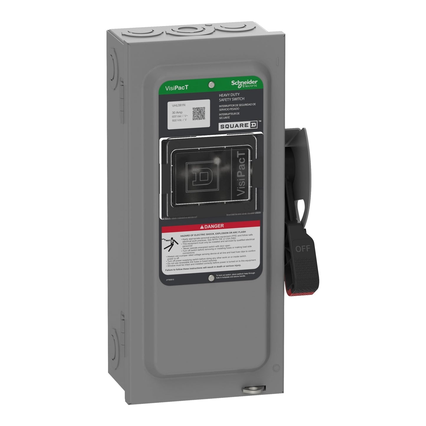 Square D VHU361N Switch | 600V AC/DC 30A 3P Non-Fusible VH