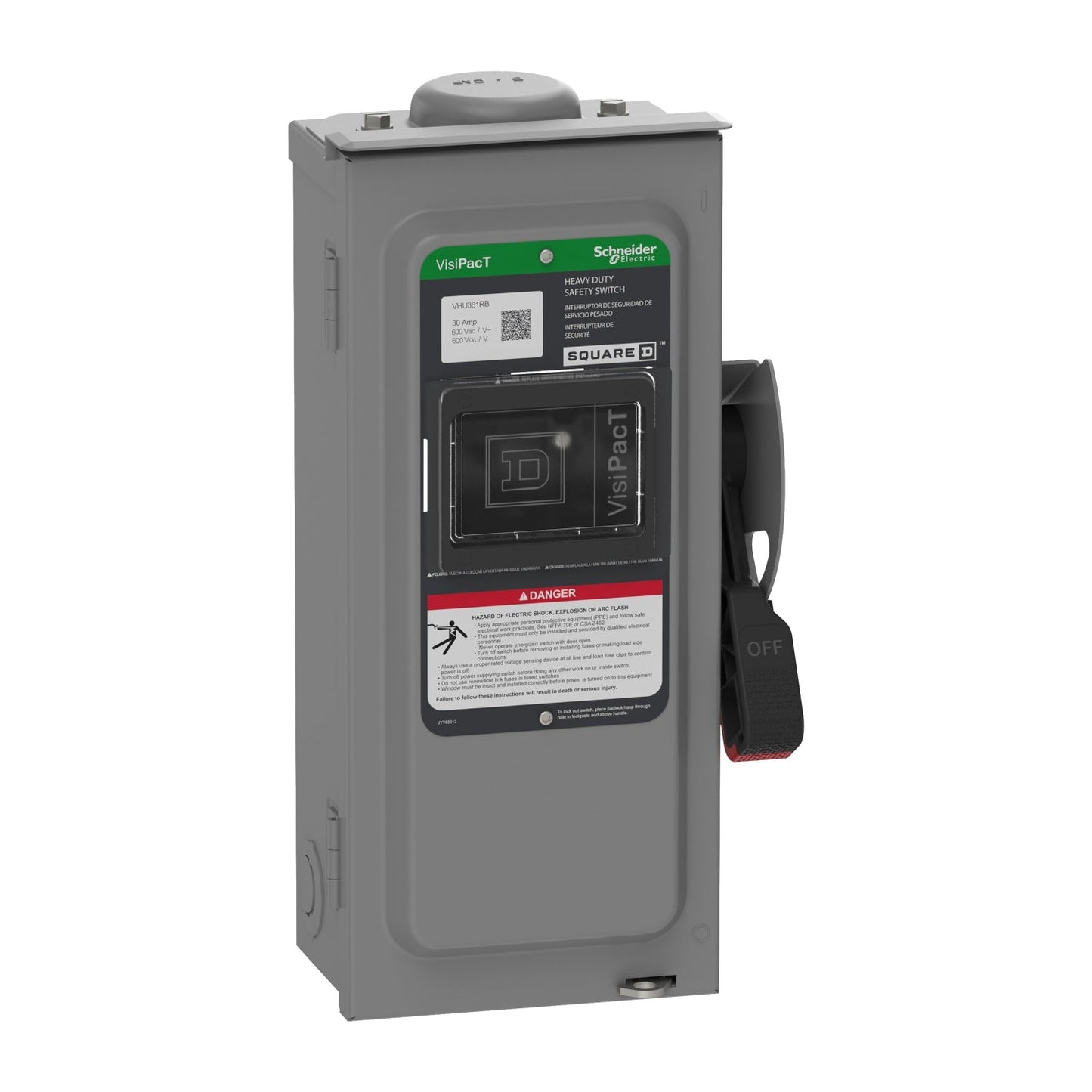 Square D VHU361RB Disconnect | 600V AC/DC 30A 3P Non-Fusible