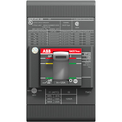 ABB XT1NU3030AFF000XXX Circuit Breaker | 600V 30A 3P 25kA@480V Bolt-On SACE Tmax XT