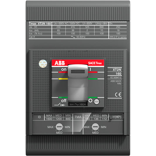 ABB XT2NU3050AFF000XXX Circuit Breaker | 600V 50A 3P 25kA@480V Bolt-On SACE Tmax XT