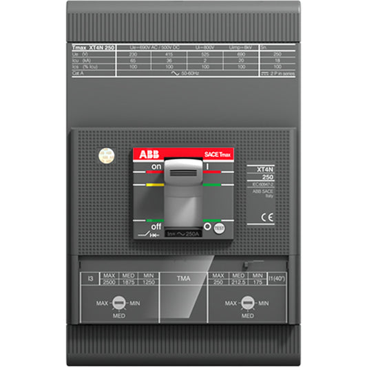 ABB XT4HU3080AFF000XXX Circuit Breaker | 600V 80A 3P 65kA@480V Bolt-On SACE Tmax XT