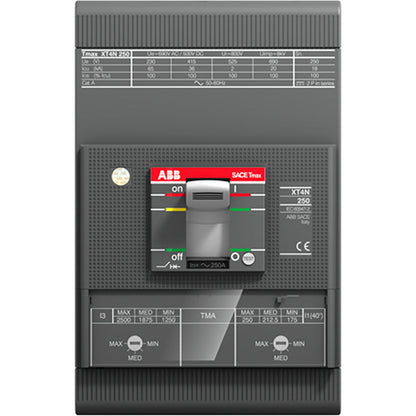 ABB XT4HU3125AFF000XXX Circuit Breaker | 600V 125A 3P 65kA@480V Bolt-On SACE Tmax XT