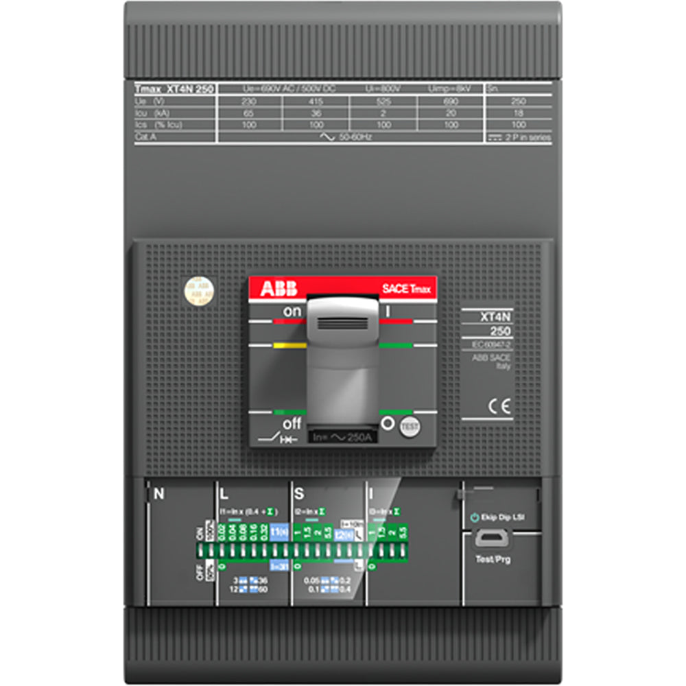 ABB XT4LU3225GFF000XXX Circuit Breaker | 600V 225A 3P 100kA@480V Bolt-On SACE Tmax XT