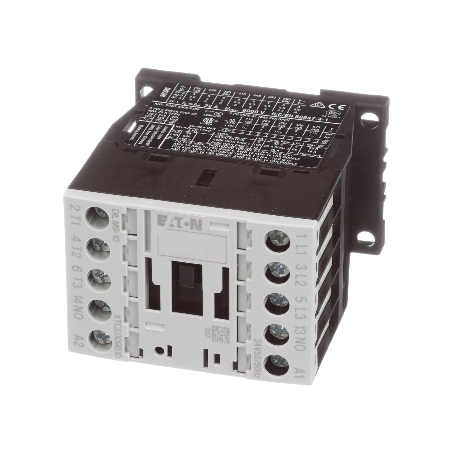 Cutler Hammer XTCE009B10T Contactor | 3P 3PH 600V 9A 24V XT Series