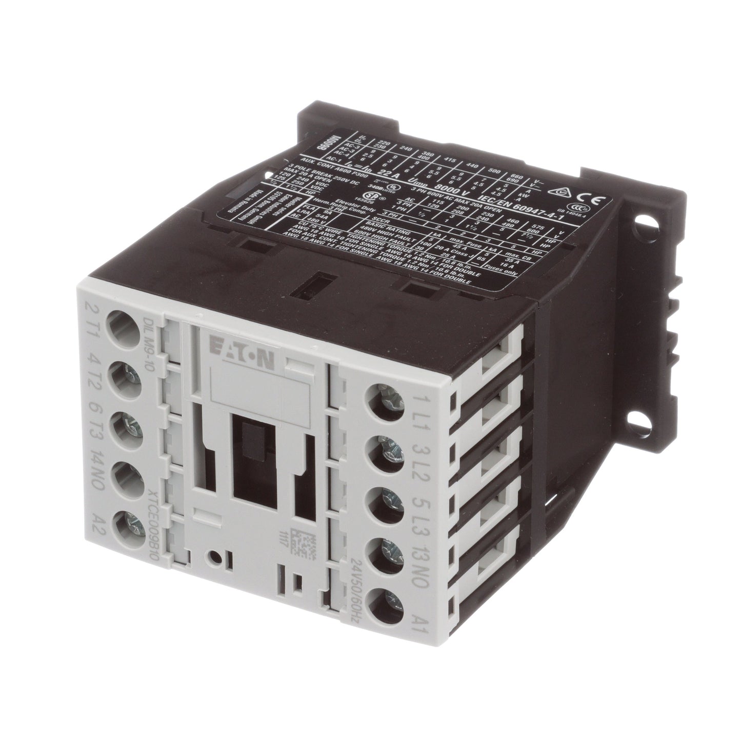 Cutler Hammer XTCE009B10T Contactor | 3P 3PH 600V 9A 24V XT Series