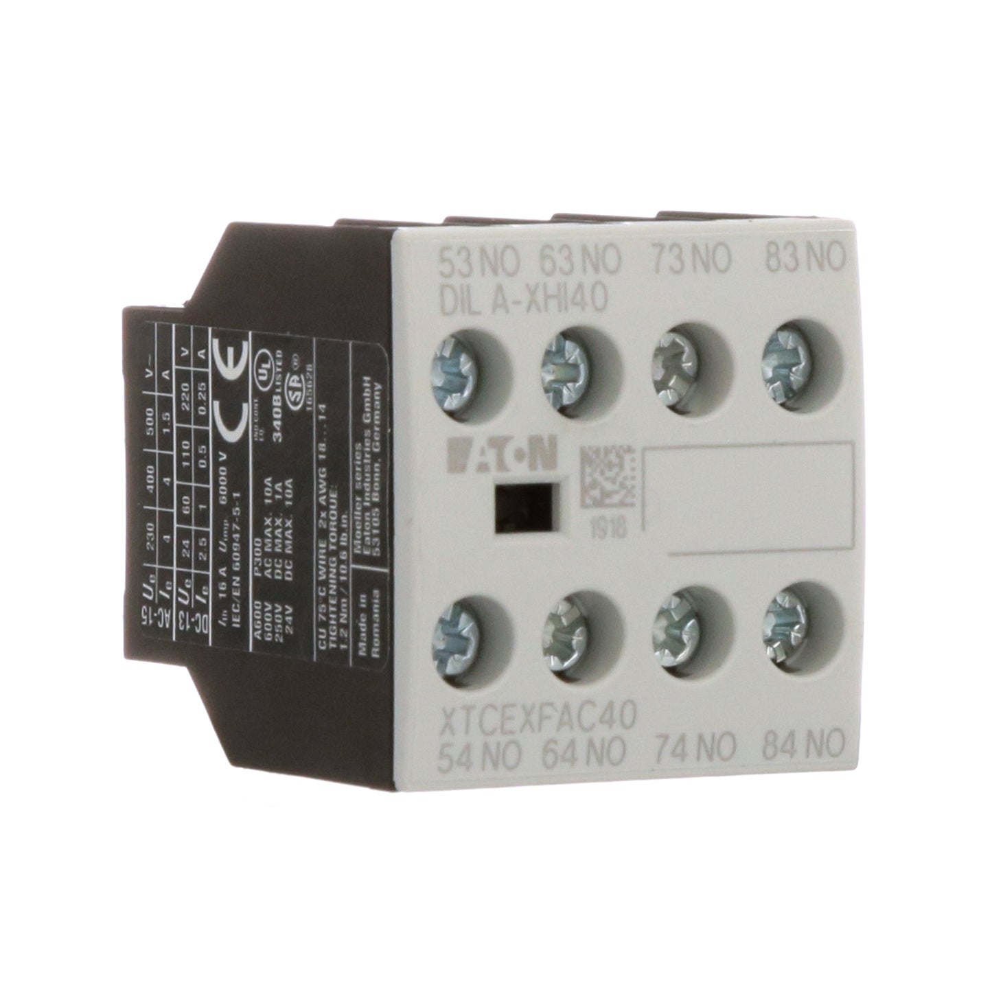Cutler Hammer XTCEXFAC40 Contactor And Motor Starter Auxiliary | 4NO 690V AC/220V DC XT Series