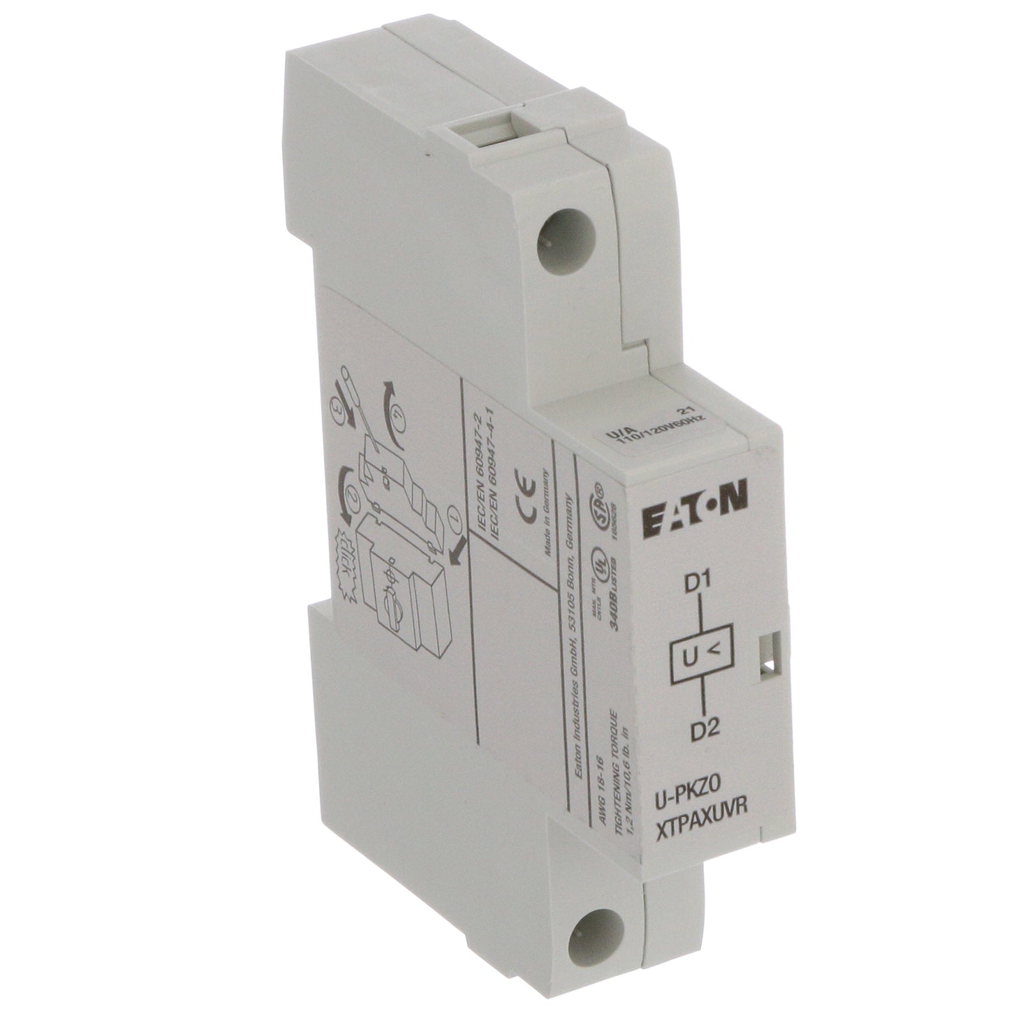 Cutler Hammer XTPAXUVR120V60H Motor Control Part And Accessory Undervoltage Trip XT Series