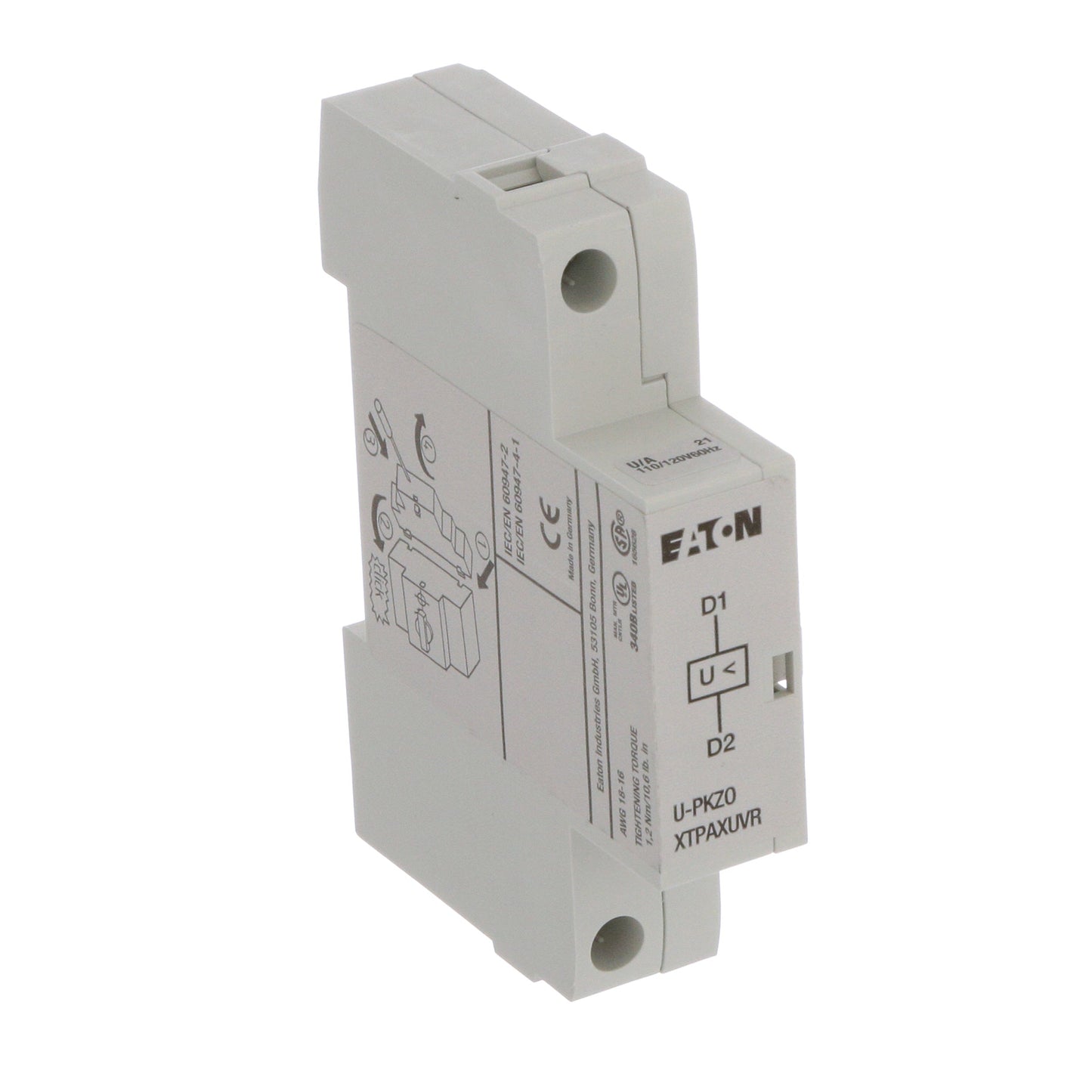 Cutler Hammer XTPAXUVR120V60H Motor Control Part And Accessory Undervoltage Trip XT Series